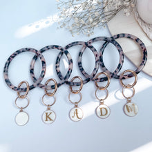 Load image into Gallery viewer, Personalized Acetate Wristlet Keychain in Ivory Tortoise