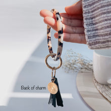 Load image into Gallery viewer, Personalized Acetate Wristlet Keychain in Ivory Tortoise