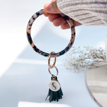 Load image into Gallery viewer, Personalized Acetate Wristlet Keychain in Ivory Tortoise
