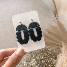 Load image into Gallery viewer, BROOKE | Scalloped Semi-Circle Dangles (Black)
