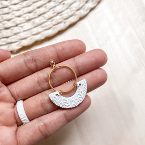 SKYE | Leafy Hoop Dangles (White)