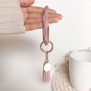 Rhombus Personalized Wristlet Keychain - Mauve Pink