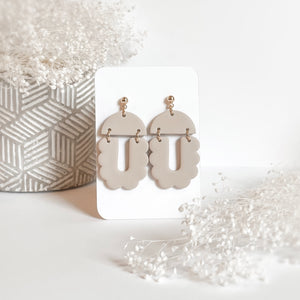 BROOKE | Scalloped Semi-Circle Dangles (Beige)