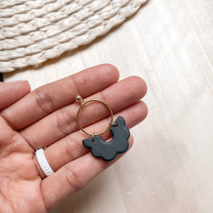 SCARLET | Scalloped Hoop Dangles (Black)