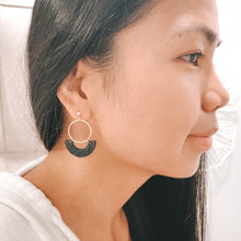 Load image into Gallery viewer, SKYE | Leafy Hoop Dangles (Black)
