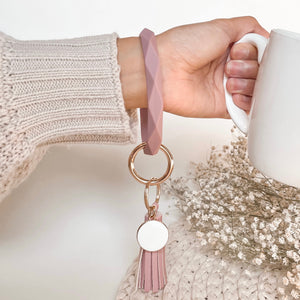 Rhombus Personalized Wristlet Keychain - Mauve Pink
