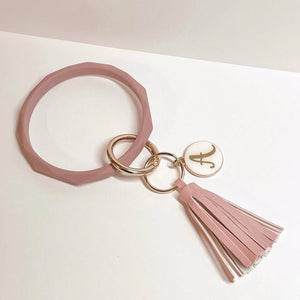 Rhombus Personalized Wristlet Keychain - Mauve Pink